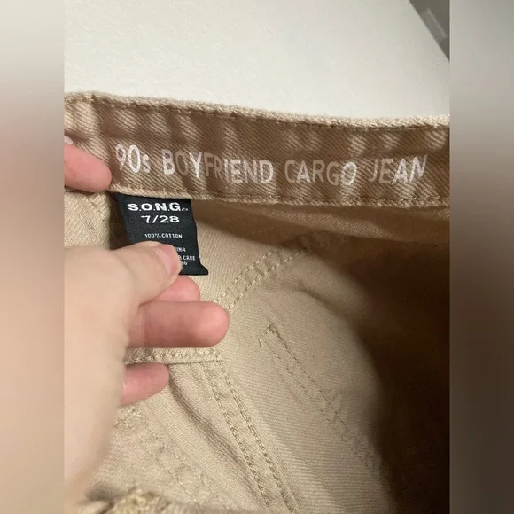 ‼️SOLD‼️ S.O.N.G. 90s Boyfriend Cargo Jean Size 28 (7) Tan - Picture 3 of 3